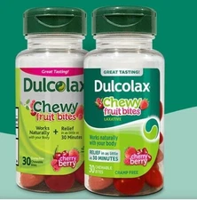 2Dulcolax Chewy Fruit Bites Saline Laxative Cherry Berry 30ct Exp 09/25 or later