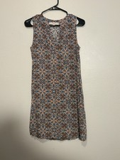 Loft Shift Dress Xs Sleeveless Geometric Boho Tropical Retro Artistic 60s/70s