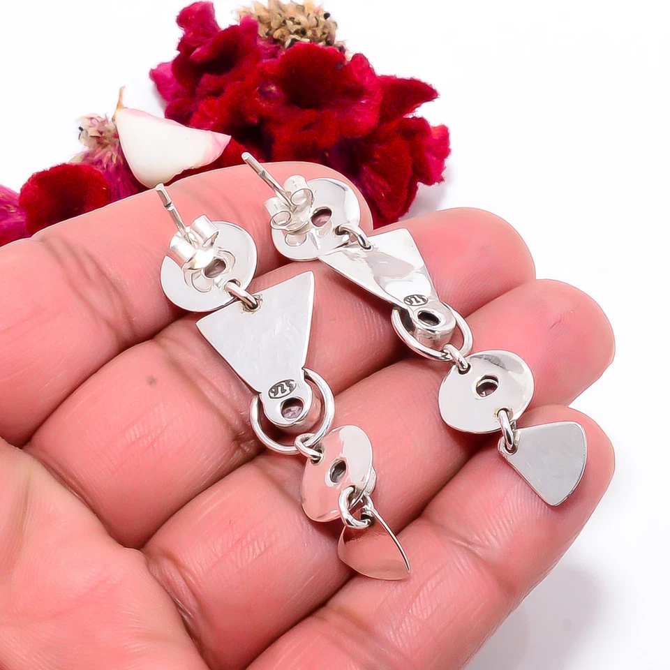 Rhodochrosite - Argentina 925 Sterling Silver Earring 1.95" Sk45, Christmas Gift - Image 2 of 4