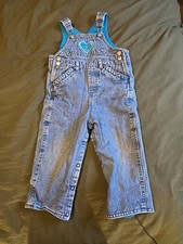Vintage Girls Children's Place Overalls Size 18 Months Denim Blue Jean Lined