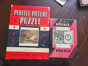 2 Vintage Perfect Picture & Double Puzzles Complete Bears / Indian Girl 275-375