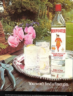 Vintage Werbung für BEEFEATER London Distilled Dry Gin (1) Original 1977 Print Ad