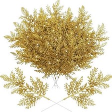 Glitter Artificial Pine Branches Christmas Wreath DIY Foliage Stems