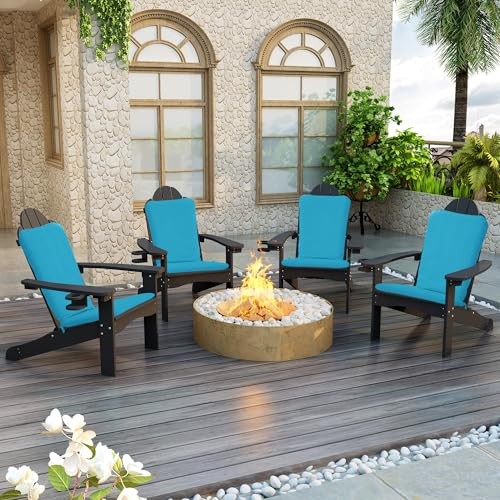 Juego de cojines para silla Adirondack de asiento de 2-18''x18'' y respaldo de 18''x27'', paquete de 2 verde azulado - Imagen 3 de 7