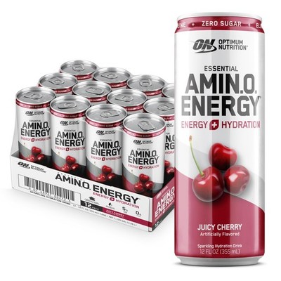 Optimum Nutrition Amino Energy Sparkling Hydration Drink 12 Fl Oz Pack Caffeine
