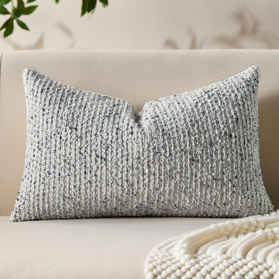 Decorative Lumbar Pillow Cover 12x20 Blue Striped Soft Wool Lumbar Throw Pillow