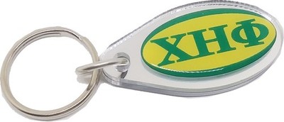 Chi Eta Phi Pear Shaped Domed Key Chain [Silver - 2.25'']