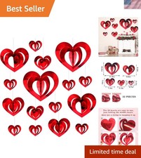 Valentine's Day Heart Decorations 32pcs 3D Foil Garland Party Hanging Ornaments