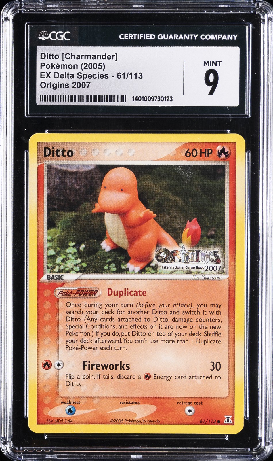 2007 POKEMON PROMO ORIGINS 2007 #61 DITTO [CHARMANDER] CGC 9