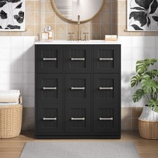 30inch Bathroom Vanity w/Undermount Sink  Drawers Modern Bathroom Cabinet Black