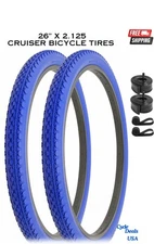 26" x 2.125 Beach Cruiser BLUE Bike Tires and Tubes SET Diamond Heavy Duty DURO