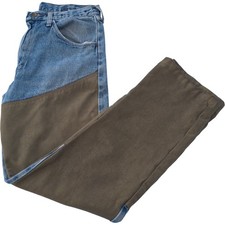 Wrangler Rugged Wear Jeans Men's Size Blue Brown Denim Patchwork