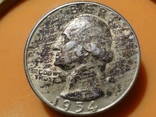 ETATS UNIS QUARTER DOLLAR (ARGENT) 1954 S RARE & QUALITE TTB ! (TACHEE)