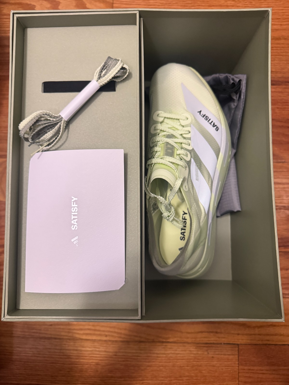 SATISFY X ADIDAS  ADIZERO ADIOS PRO 4 SATISFY MENS SIZE 9.5 Tent Green / Matte image 5