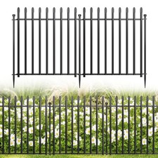 10 Panels No Dig Decorative Garden Fence, 24in H  22ft L Heavy-Duty Rustproo...