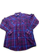 VTG Ely Cattleman Western Shirt Mens 16 1/2-34/35 Snap Plaid Cowboy Long Sleeve