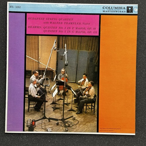 Brahms: Budapest String Quartet w/ Walter Trampler Columbia ML 5281