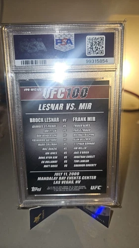 2009 Topps UFC Brock Lesnar/F.Mir Fight Poster Rookie Card #UFC100 PSA 8 (RC) - Picture 2 of 4