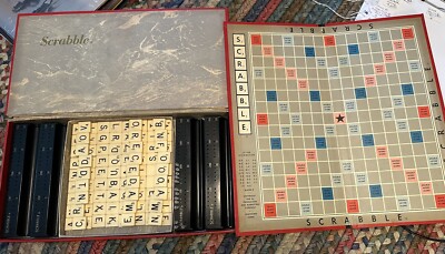 1953 Deluxe Scrabble, Black Holders, Pegs, Instructions, Board, 99 Tiles