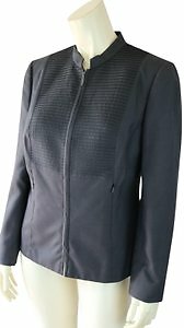 Worth Blazer 8 Womens Silk Zip Front Gray Decorative Pleat Bib Lined Half Collar - Picture 1 of 12