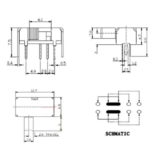 SD-23D07VG4 interruttore di alimentazione scorrevole DIP-8 pin 3 posizioni PCB Breadboard Arduino - Foto 2 di 3