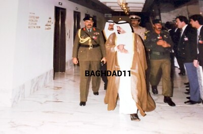 Reprinted photo Emir of Qatar Sheikh Khalifa bin Hamad Al Thani, Bahrain 1989
