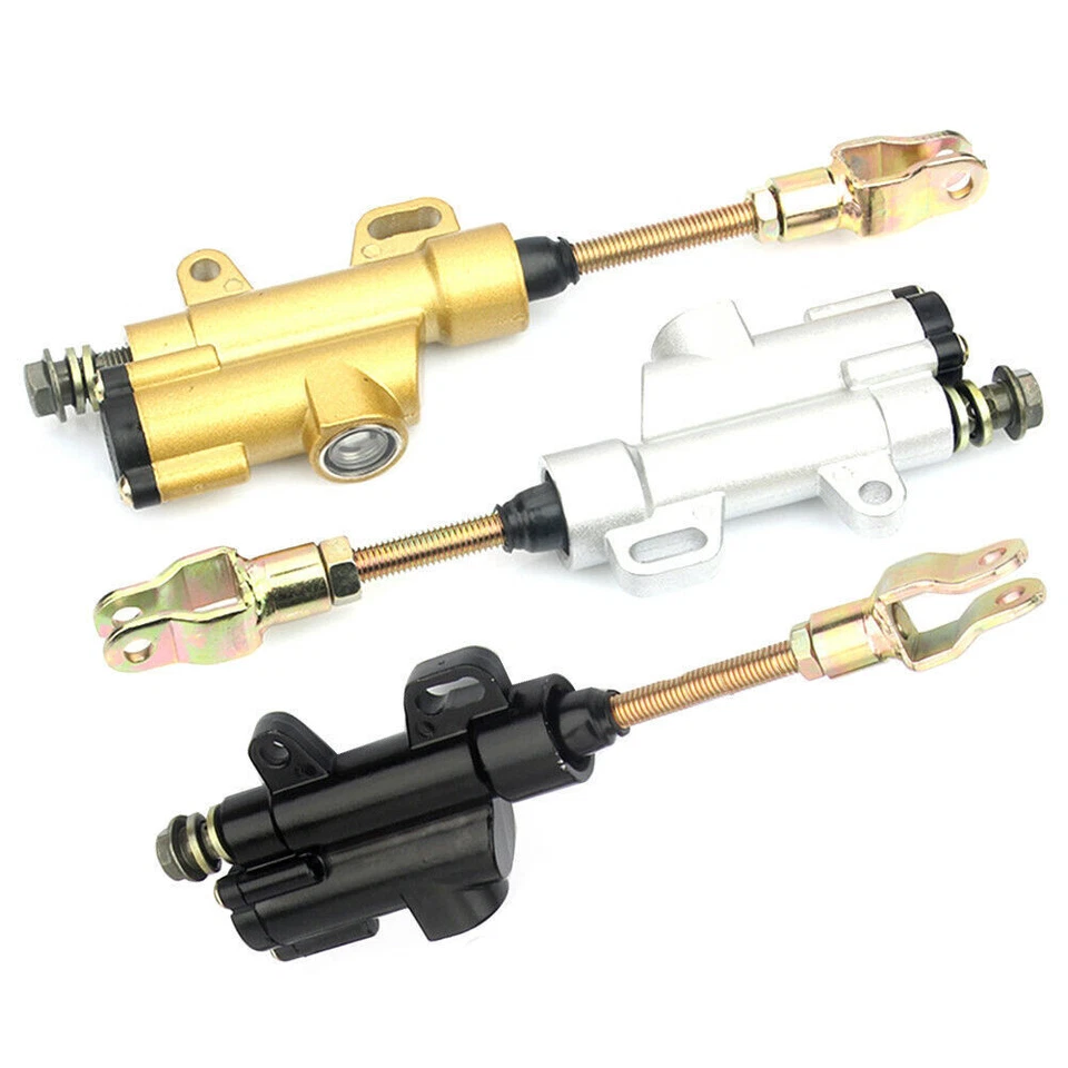 Universal Motorcycle Rear Foot Hydraulic Master Cylinder Brake Pump Metal Silver — 第 3/4 张图片