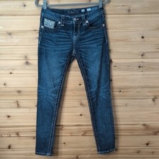 Miss Me Jeans Womens 28 Blue Skinny Embellished Embroidery Western