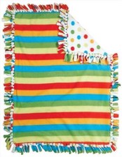 HTF Izzy Handcrafted Reversible Stripe/Polka Dot Warm Fleece Baby Blanket New