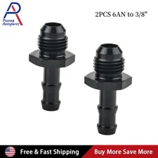 2pcs Male 6An An-6 To 3/8" Hose Barb Adapter Fitting AN6 6AN -6AN 3/8 Push Lock 