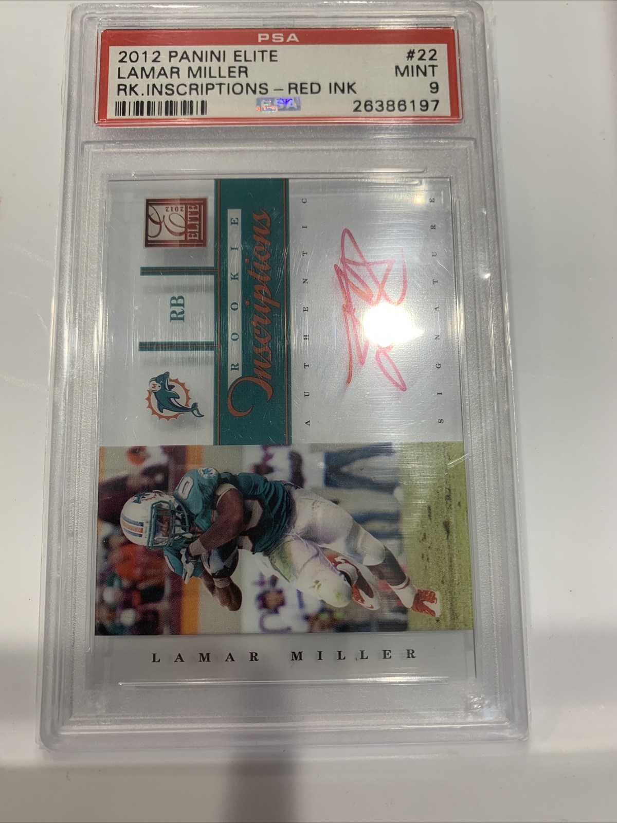 Lamar Miller Panini Elite Rookie Inscriptions #22 Red Ink