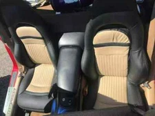 Chevy Corvette C5 Sports Real Leather Seat Covers In Black & Oak Color 1997-2004