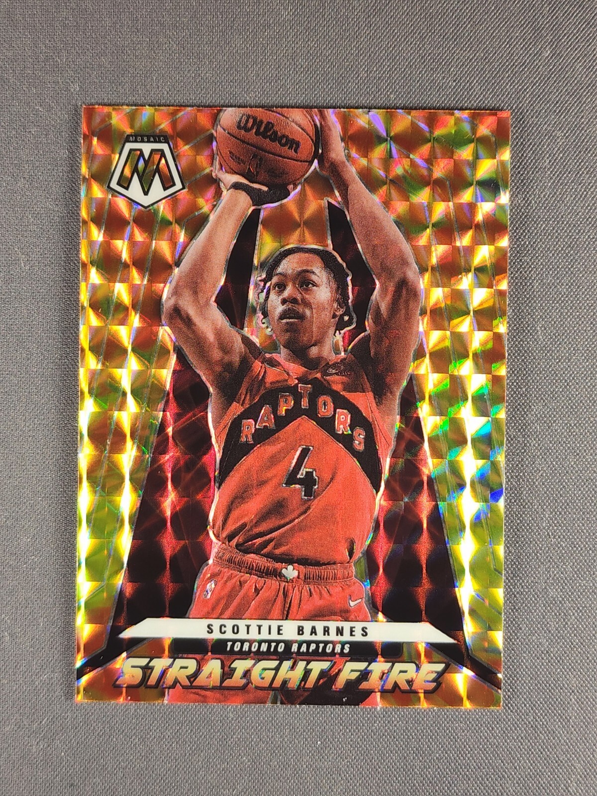 2021-22 Panini Mosaic Straight Fire #20 Scottie Barnes Rookie Card Prizm Insert