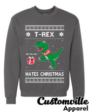 T-rex hates Christmas Funny Ugly Sweatshirt Funny cute Dino Dinosaur sweater