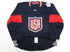 USA AUTHENTIC NAVY 2016 WORLD CUP OF HOCKEY TEAM ISSUED ADIDAS JERSEY SIZE 58