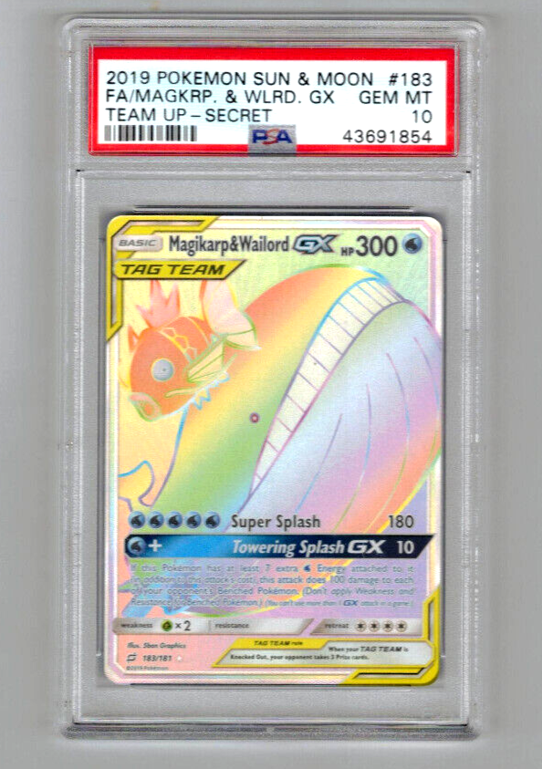 Pokemon Card : PSA 10 Gem Mint Magikarp & Wailord GX 183/181 Pokemon Card : PSA 10 Gem Mint Magikarp & Wailord GX 183/181