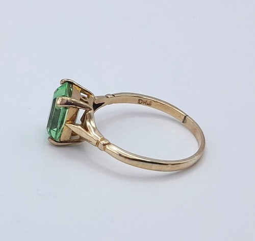 Gold Ladies Ring 9ct Prasiolite Green Solitaire R 1/2 - Picture 12 of 12