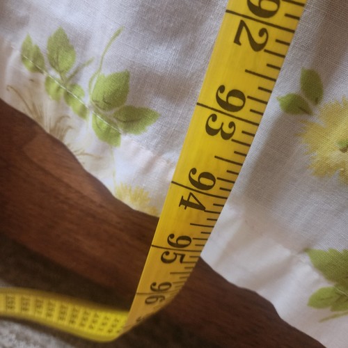 Vintage Pequot Muslin Queen Flat Bed Sheet Mountain Mist Floral Yellow USA Made - Picture 6 of 8