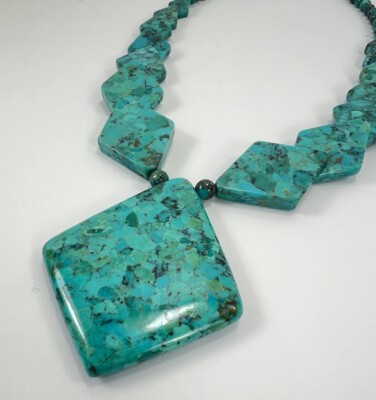 Jay King DTR Mine Finds Turquoise & Sterling Necklace Graduated Diamond Signed