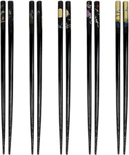 5 Pairs Bamboo Chopstick Gift Set Black Japan...