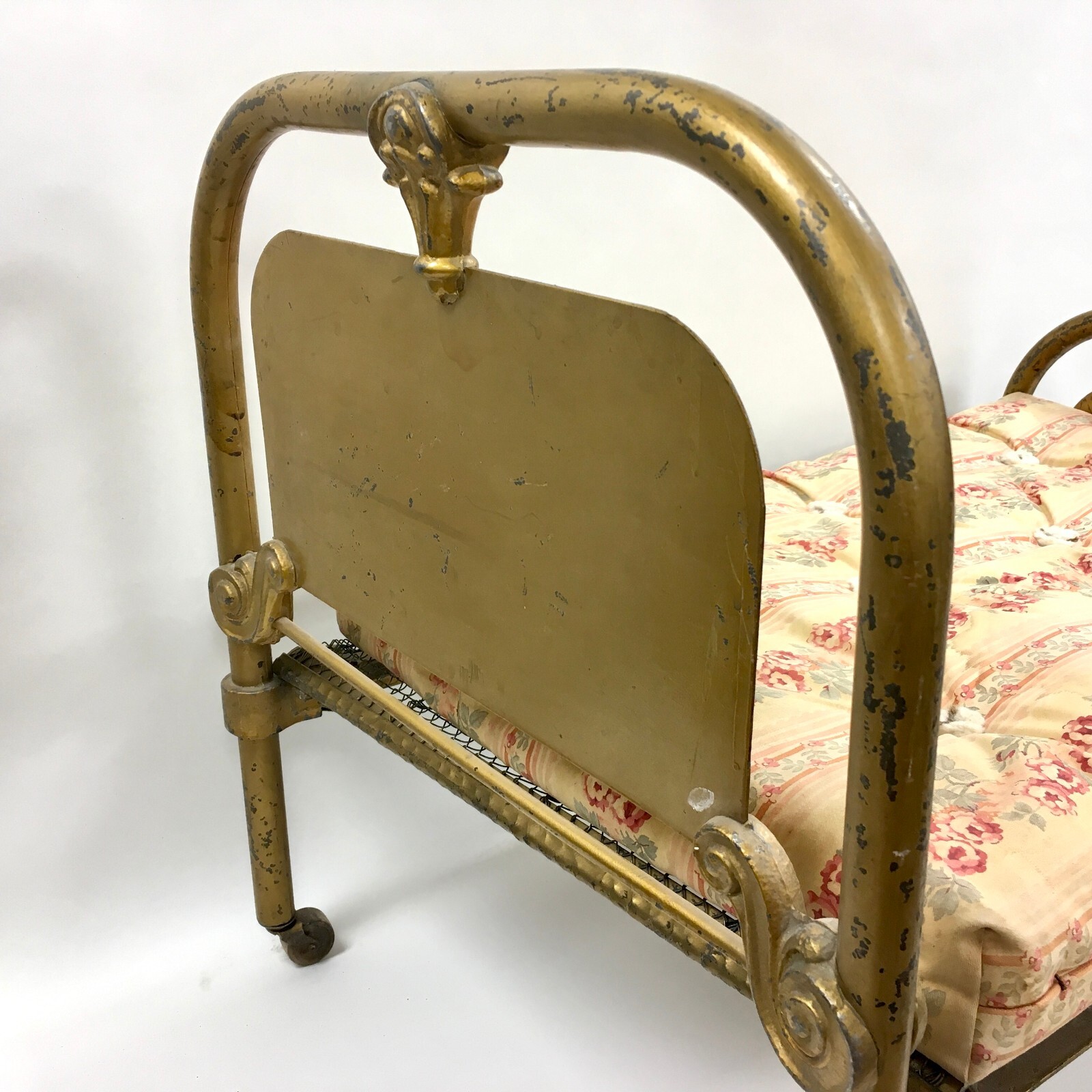Antique Brass Metal Doll Bed 27" x 17" Art Bed Co Chicago w/ Mattress eBay