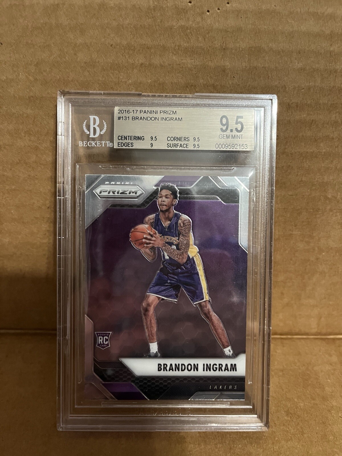 2016-17 Panini Prizm Brandon Ingram Rookie Prizm BGS 9.5 GM! Los Angeles Lakers!
