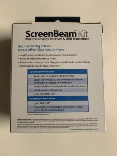 Actiontec ScreenBeam Kit Wireless Display Receiver +USB Transmitter SBWD100KIT01 - Picture 2 of 4
