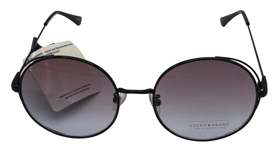 Lucky  Brand Womens Black Round Metal Sunglass, Smoke Gradient Lens D2003 - Image 2 of 4