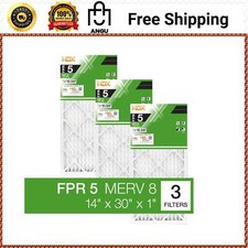 Air Filter Standard Pleated 14 X 30 X 1 FPR 5 3-Pack HVAC Dust Replacement
