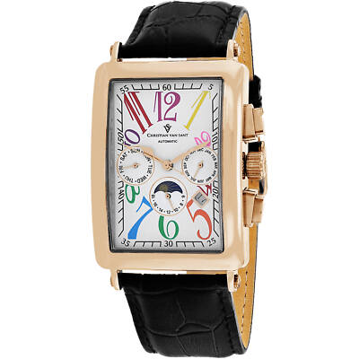 Christian Van Sant Men's Watch Prodigy Automatic White Dial Leather Strap CV9145