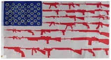 3x5 USA American Guns & Bullet Holes 3'x5' 68D Woven Poly Nylon Flag Banner
