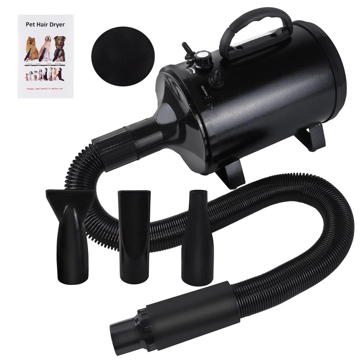 Pet Dog Hair Dryer Blower Blaster Adjustable Stepless Airflow Low