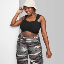 Wild Fable Ribbed Knit Bra Top Womens XXL Sleeveless Stretch Black