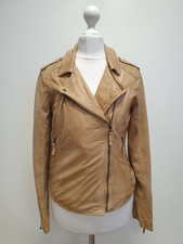 Gg629 Womens Tom Tailor Brown Slim Fit Sheepskin Leather Jacket Uk Xs 6 Eu 36